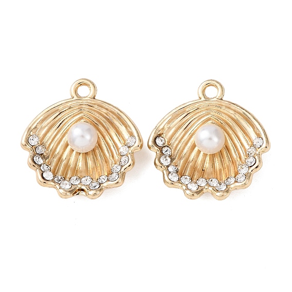 Подвески из сплава со стразами и АБС-пластиком с имитацией жемчуга, подвески в форме ракушек