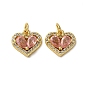 Латунные микро проложить кубического циркония подвески, сердце прелести, с целью перехода в кольце, стойки покрытие, долговечный, без свинца и без кадмия, реальный 18 k позолоченный