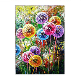 DIY 5D Colorful Dandelion Pattern Canvas Diamond Painting Kits, with Resin Rhinestones, Sticky Pen, Tray Plate, Glue Clay, for Home Wall Decor Full Drill Diamond Art Gift