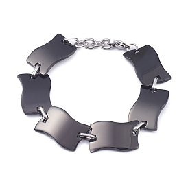 304 Stainless Steel Link Chain Bracelets, with Lobster Claw Clasps, Rectangle