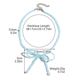 Женские ожерелья из бисера из цинкового сплава и стеклянного бисера, бантом