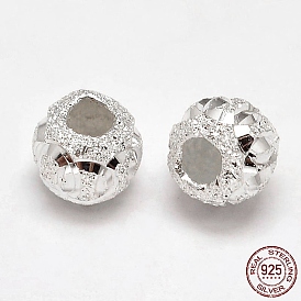 Perles rondes fantaisie texturées 925 en argent sterling