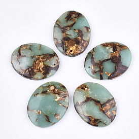 Assembled Natural Bronzite and Synthetic Aqua Terra Jasper Pendants, Oval