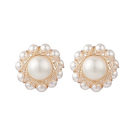 Boucles d'oreilles à tige en forme de fleur et de perles de coquillage, 304 bijoux en fil d'acier inoxydable pour femmes