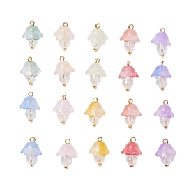 Подвески из прозрачного стекла в форме гриба, граненые, с латунными петлями