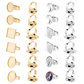 Наборы для самостоятельного изготовления колец разных форм, включая 304 регулируемые кольца из нержавеющей стали, Кабошоны из стекла