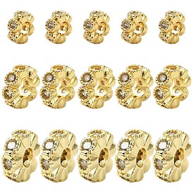 15 шт. 3 стили латунные бусины-разделители из кубического циркония, цветок и плоский круг