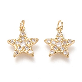 Латунные микропаве прозрачные кубические циркониевые подвески, с прыжковых колец, долговечный, звезда, прозрачные