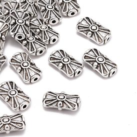 Tibetan Style Alloy Beads, Lead Free & Cadmium Free, Rectangle, 15x9x5.5mm, Hole: 2mm