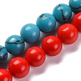 Synthetic Turquoise Beads Strands, Dyed, Round