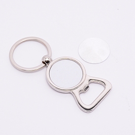 Sublimation Blanks Keychains Zinc Alloy Bottle Opener Blank Key Rings, Flat Round