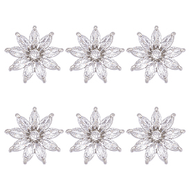 6шт. 1-отверстие из латуни с пуговицами на хвостовике из циркония, цветок