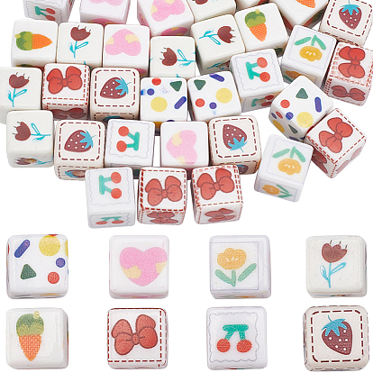 48 шт 8 непрозрачные акриловые бусины в стиле, кубические