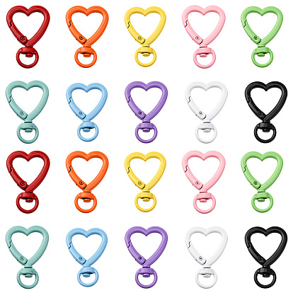 20 шт. 10 цвета сердечек, окрашенные распылением, поворотные застежки из сплава