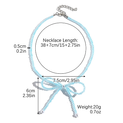 Женские ожерелья из бисера из цинкового сплава и стеклянного бисера, бантом