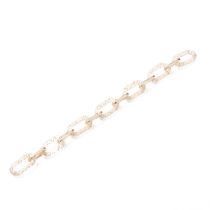 Handmade Transparent Acrylic & Aluminum Cable Chains, Quick Link Connectors, with Glitter Powder, Textured