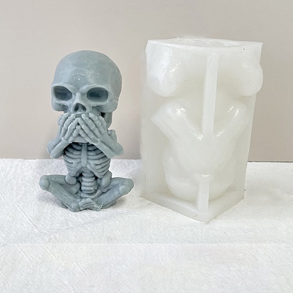 Halloween Theme DIY Candle Silicone Statue Molds, Portrait Sculpture Resin Casting Molds, For UV Resin, Epoxy Resin Jewelry Making, Skull