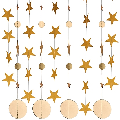 Circle Dots & Star Paper Garland, Party Decorative Paper, for Birthday Wedding Decoration