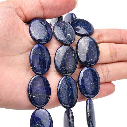 Natural Lapis Lazuli Beads Strands, Flat Oval
