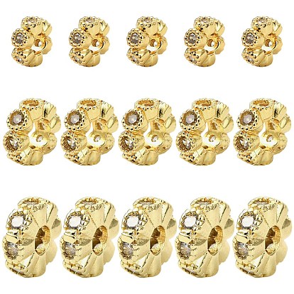 15 шт. 3 стили латунные бусины-разделители из кубического циркония, цветок и плоский круг