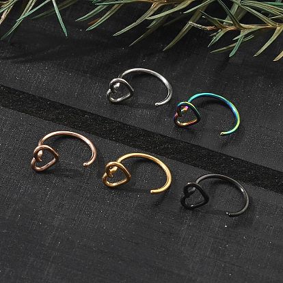 304 Кольца для носа в форме сердца из нержавеющей стали, ионное покрытие (ip)