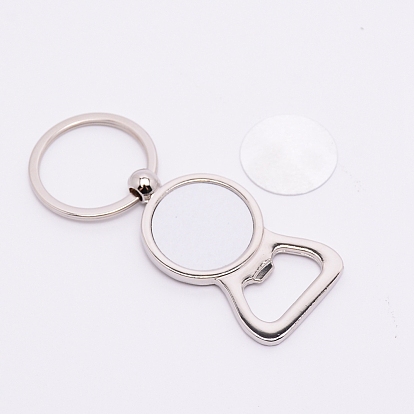 Sublimation Blanks Keychains Zinc Alloy Bottle Opener Blank Key Rings, Flat Round