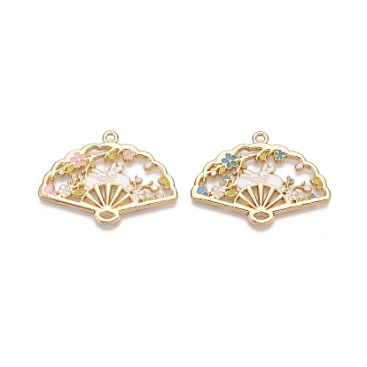 Стойки обшивки сплава эмали подвески, без кадмия, без никеля и без свинца, золотой свет, веер с подвеской в виде кролика