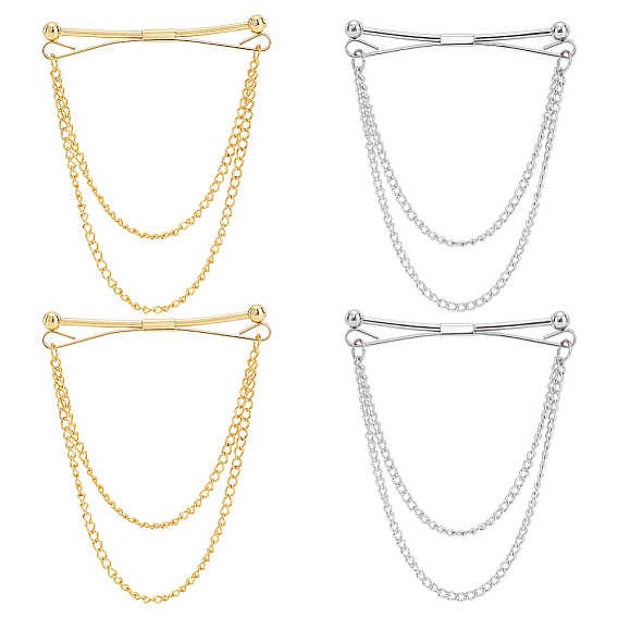 4Pcs 2 Colors Alloy Hanging Chain Brooch