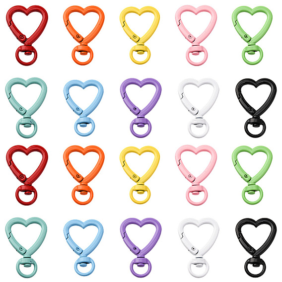 20 шт. 10 цвета сердечек, окрашенные распылением, поворотные застежки из сплава