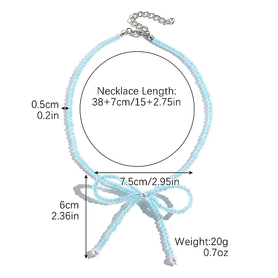 Женские ожерелья из бисера из цинкового сплава и стеклянного бисера, бантом
