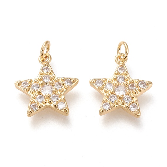 Латунные микропаве прозрачные кубические циркониевые подвески, с прыжковых колец, долговечный, звезда, прозрачные