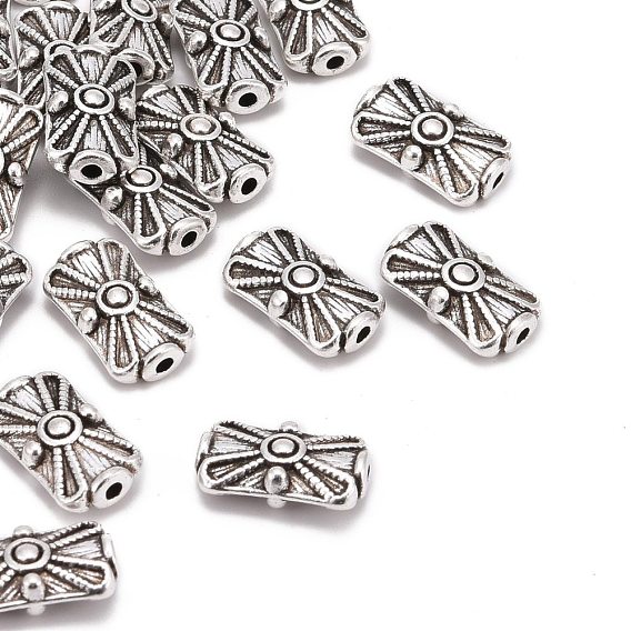 Perles en alliage de style tibétain, sans plomb et sans cadmium, rectangle, 15x9x5.5mm, Trou: 2mm