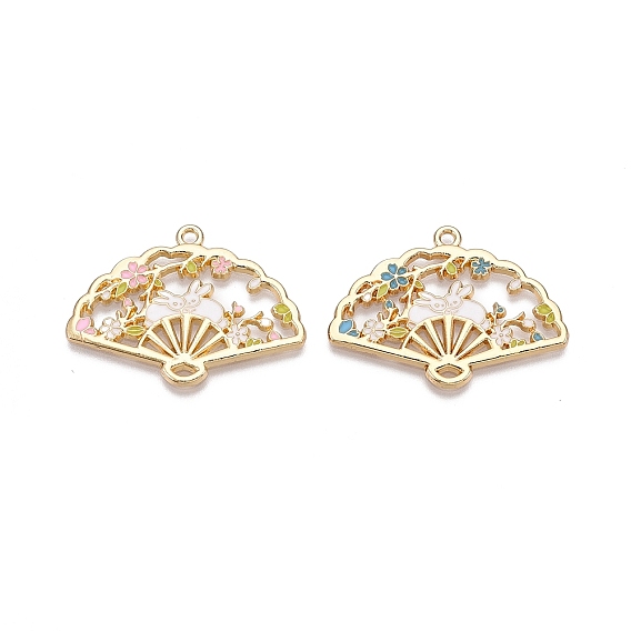 Стойки обшивки сплава эмали подвески, без кадмия, без никеля и без свинца, золотой свет, веер с подвеской в виде кролика