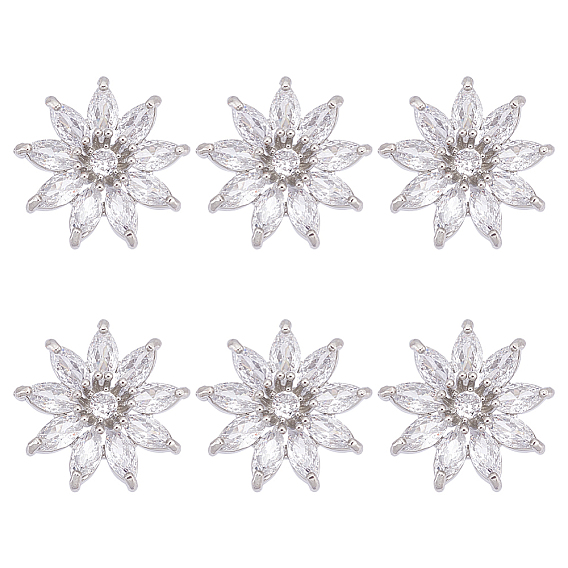 6шт. 1-отверстие из латуни с пуговицами на хвостовике из циркония, цветок