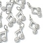 Dijes de latón con circonitas cúbicas transparentes de Shegrace, encantos de notas musicales, sin cadmio, plomo, níquel