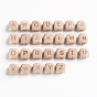 Unfinished Natural Wood Beads, Undyed, Horizontal Hole, Cube with Letter, Large Hole Beads
