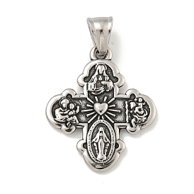 316 Surgical Stainless Steel Pendants, 5-Way Cross Charm, Religion