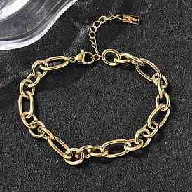 304 браслет из нержавеющей стали с цепочками Фигаро для женщин, ионное покрытие (ip)