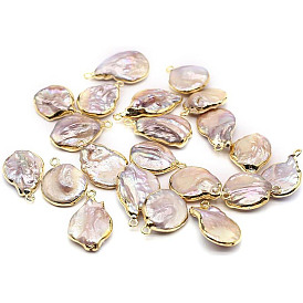 Pendentifs en forme de larme en perles Keshi naturelles électroplaquées, breloques en perles baroques de culture d'eau douce, or