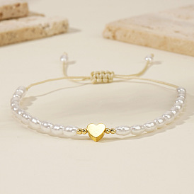 Богемные браслеты из искусственного жемчуга с бусинами для женщин. с немагнитным гематитовым сердечком