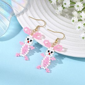 Серьги-подвески в виде кролика, украшенные стеклянным бисером., 304 серьги из нержавеющей стали для женщин