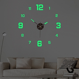 Autocollants muraux d'horloge diy lumineux, feuilles acryliques auto-adhésives, brillent dans le noir, pour le décor de la salle à manger du salon