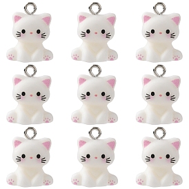 10подвески из непрозрачной смолы, кошка, с железной платиной петлей