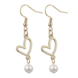 304 Stainless Steel Dangle Earrings, with Natural Shell Pearl and Alloy Findings