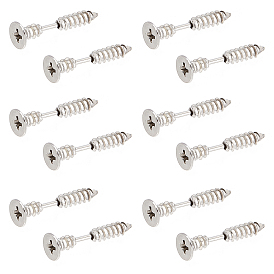 20шт. вакуумное покрытие pvd 304 серьги-гвоздики из нержавеющей стали в стиле унисекс, панк, хип-хоп, рок, в форме ногтей, с винтами