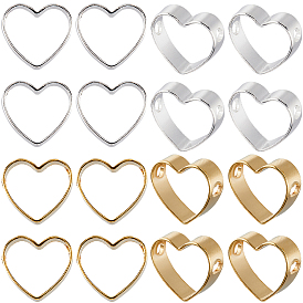 60шт 2 цвета латунная бусина рамка, без кадмия и без свинца, сердце