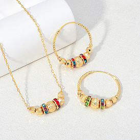 Bohemia Brass Jewelry Set, Including Pendant Necklaces & Hoop Earring, with Rhinestone