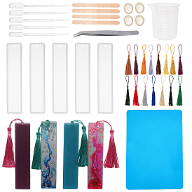 Olycraft DIY Bookmarks Making, with Polyester Tassel Decorations, Disposable Latex Finger Cots, 100ml Measuring Cup, Iron Beading Tweezers, Disposable Plastic Transfer Pipettes