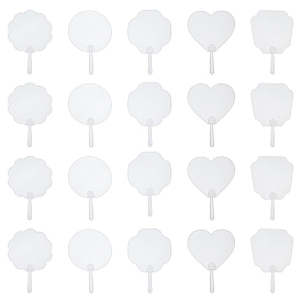 15Pcs 5 Styles Transparent PVC Hand Held Fan, Blank Painting Fans, for Kids DIY Crafts