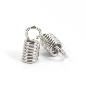 304 Stainless Steel Coil Cord Ends, 9x4mm, Hole: 2.5mm, Inner Diameter: 2.5mm